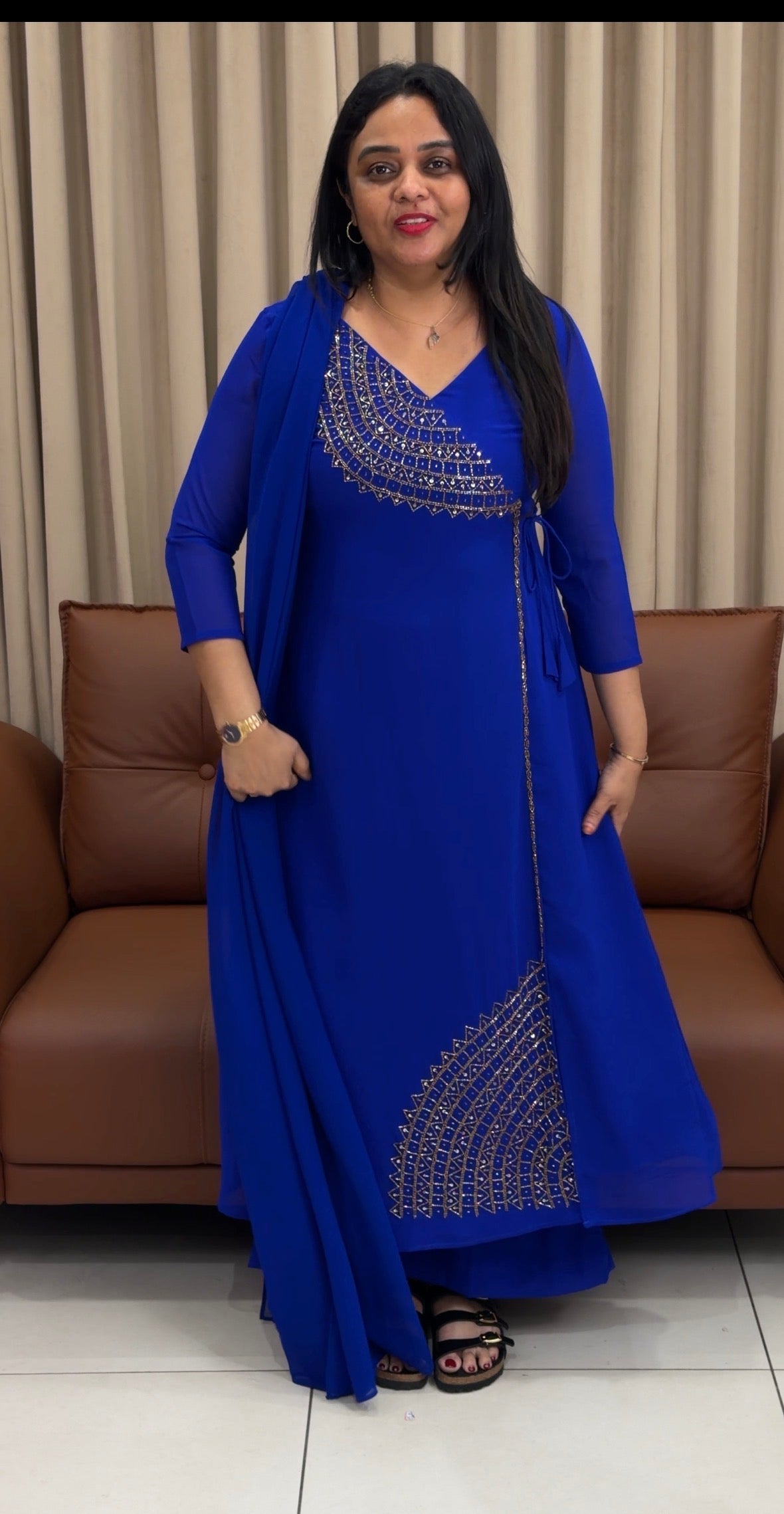 IHA'S IN-HOUSE HANDWORKED ALINE  TOP AND DUPATTA - IHA 33887