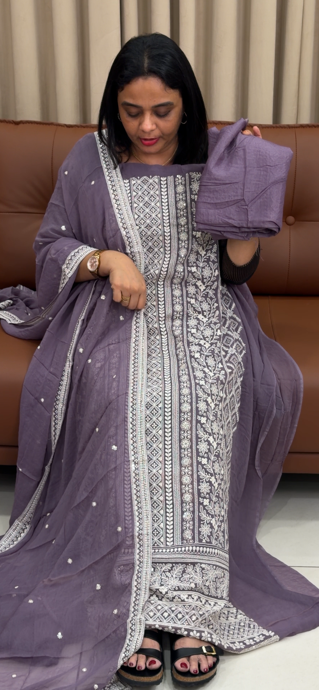 VISCOSE GEORGETTE UNSTITCHED SALWRA SUITS - IHA 33956
