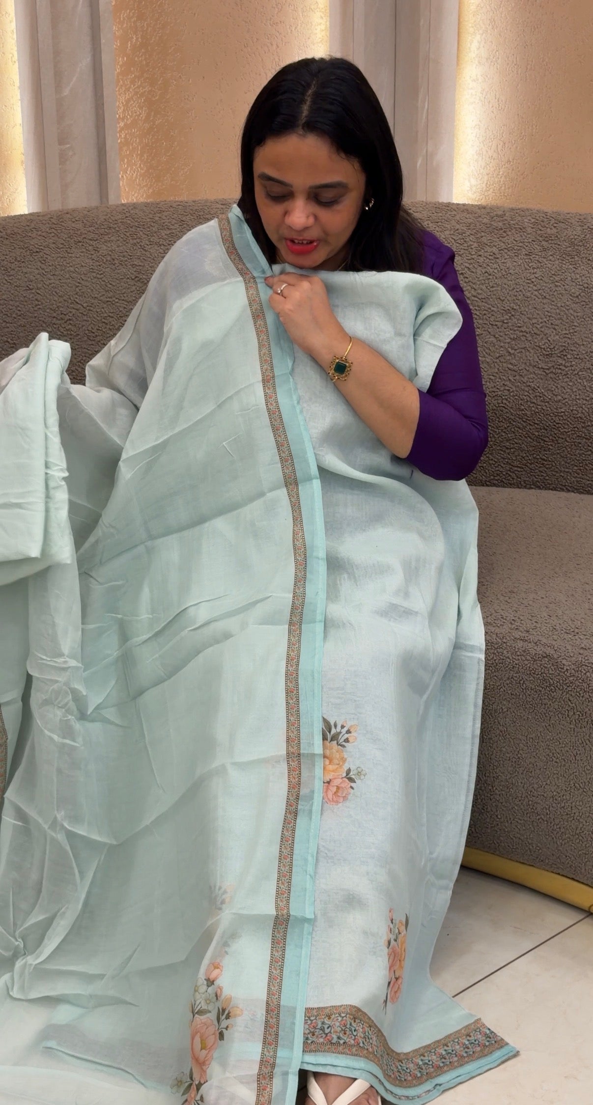 MUL CHANDERI UNSTITCHED SALWAR SUITS - IHA 33502