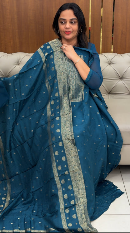 SILK DOLA BANARASI UNSTITCHED SALWAR SUITS - IHA 30706