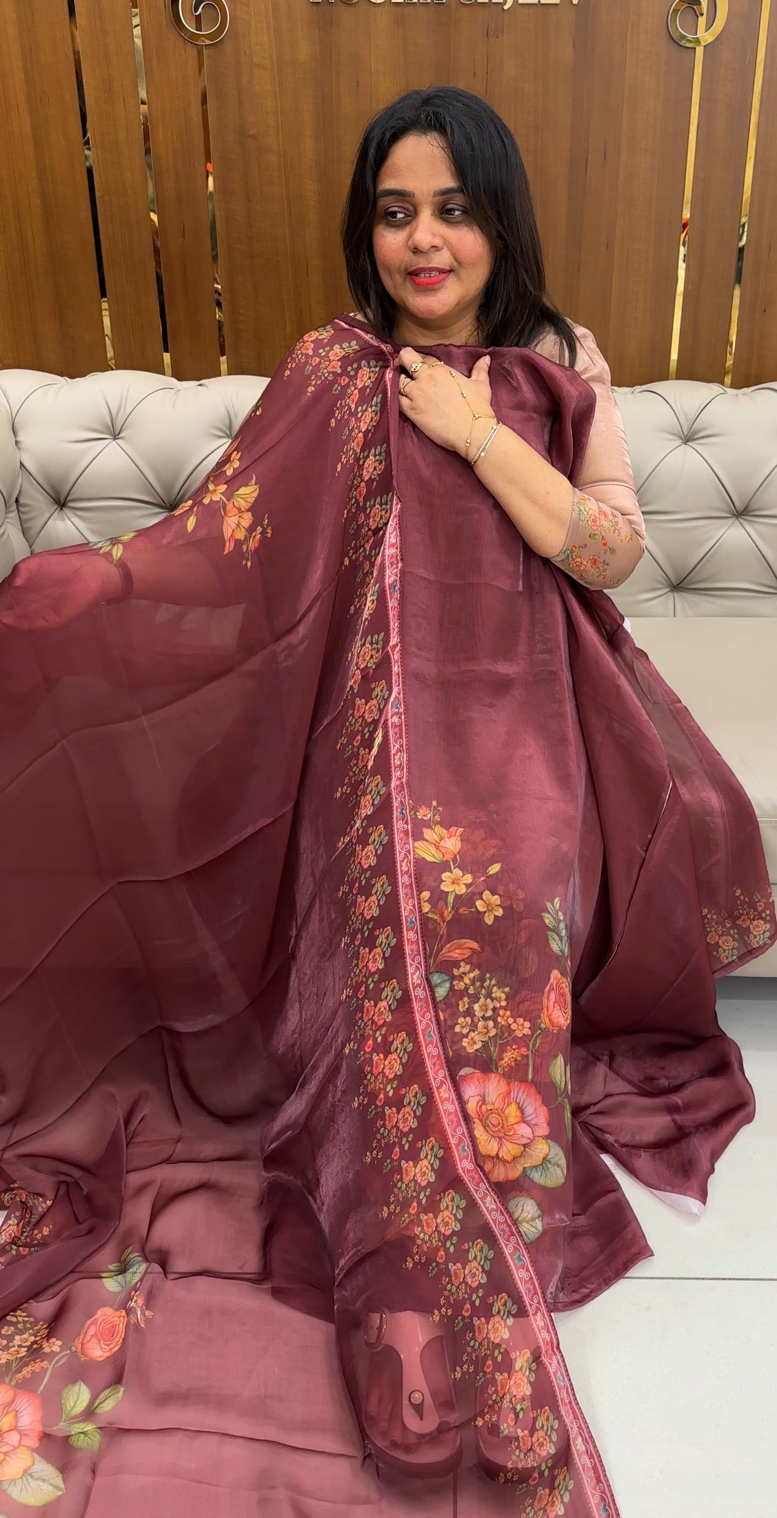 FORWARD VELVET ORGANZA UNSTITCHED SALWAR SUITS - IHA 26805
