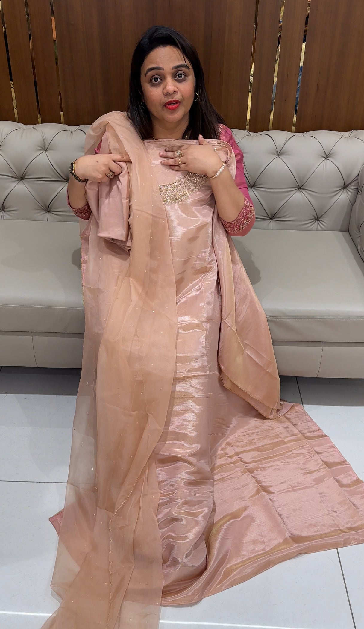 BANARASI TISSUE UNSTITCHED SALWAR SUITS - IHA 23466