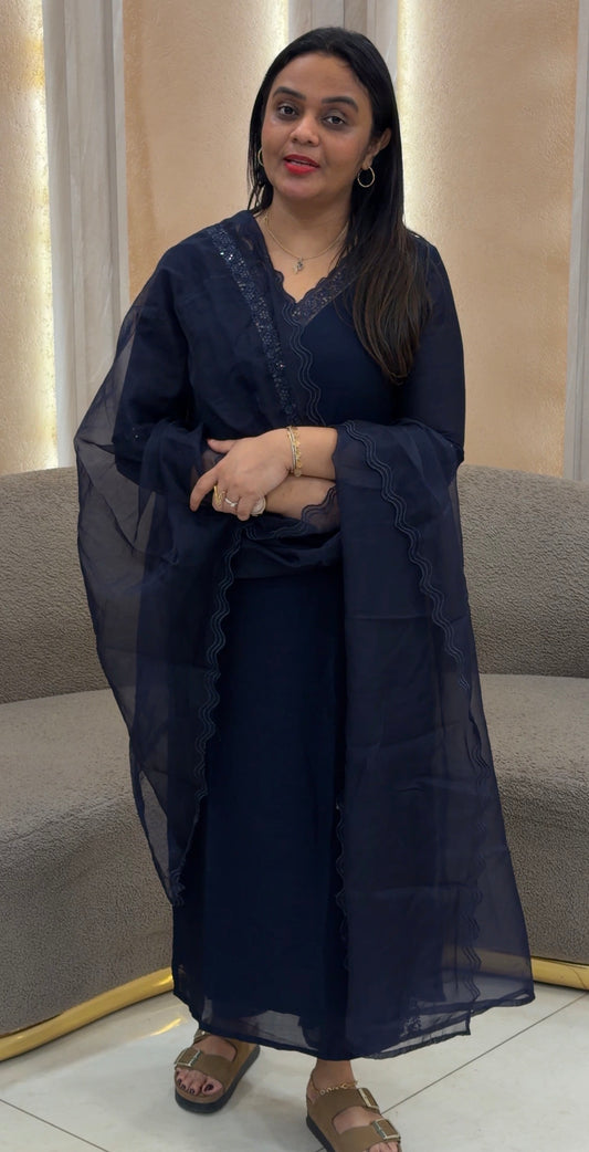 SEMI RAW SILK TOP ,BOTTOM AND DUPATTA - IHA 32985