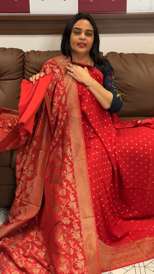 GEORGETTE BANARASI UNSTITCHED SALWAR SUITS - IHA 32876