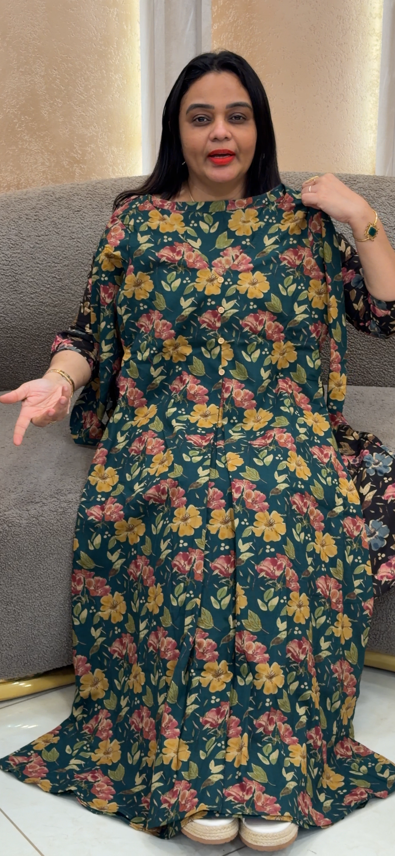 IHA'S IN-HOUSE PRINTED ALINE TOPS - IHA 33391