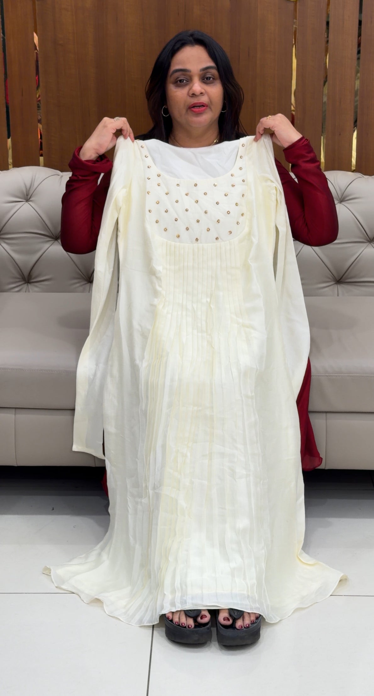 IHA'S IN-HOUSE HAND WORKED NORMAL SLITTED  TOPS - IHA 28702