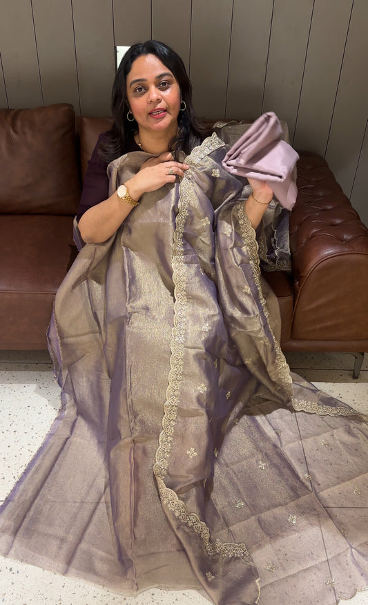 TISSUE UNSTITCHED SALWAR SUITS - IHA 27129