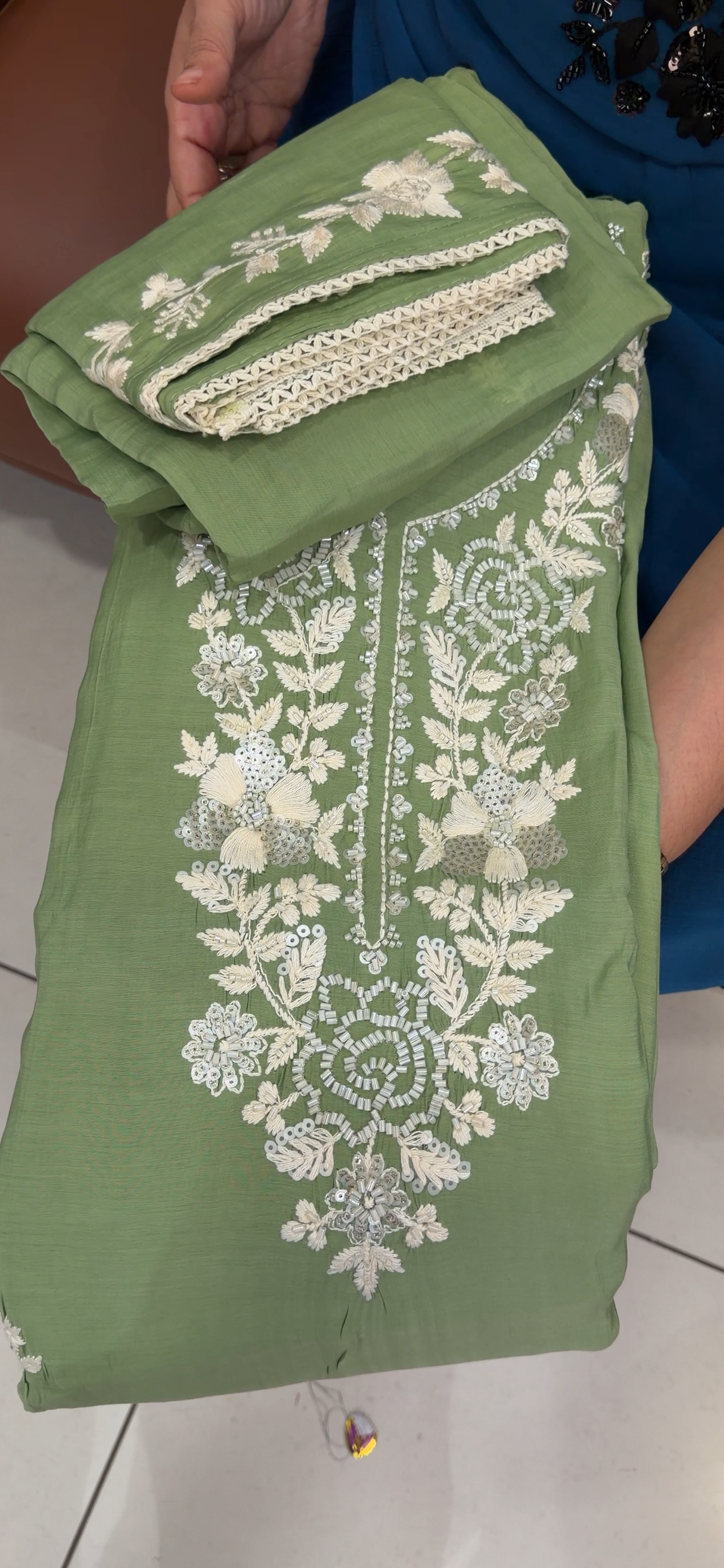 CHIKANKARI UNSTITCHED SALWAR SUITS - IHA 34654