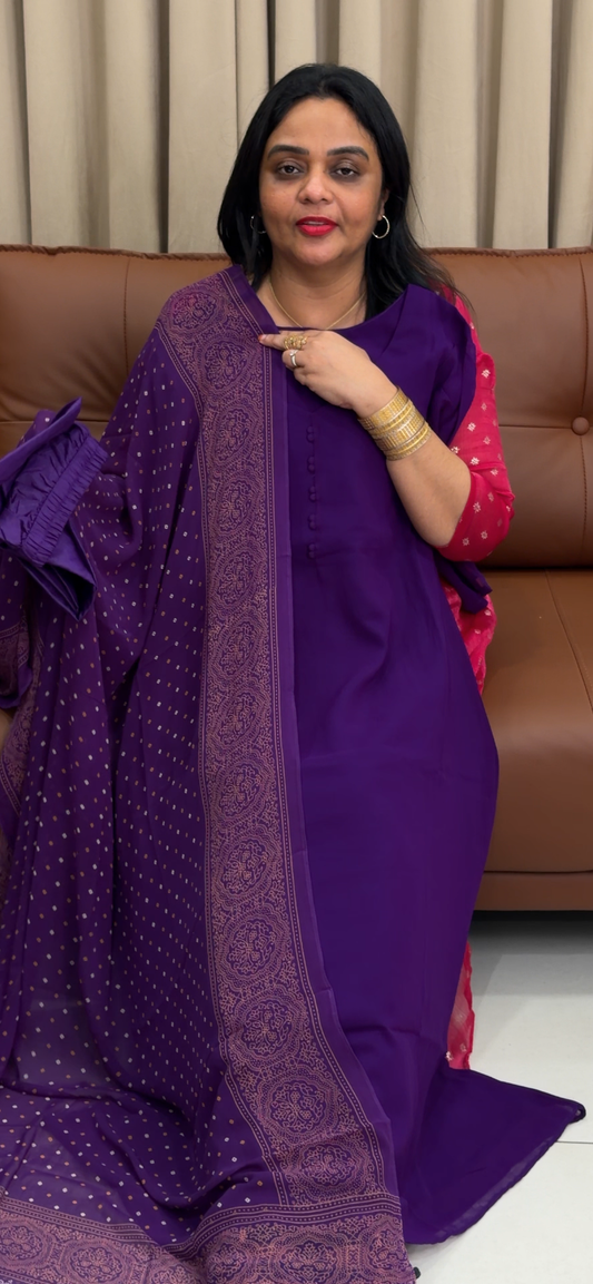 FAUX GEORGETTE ALINE TOP AND DUPATTA - IHA 34028