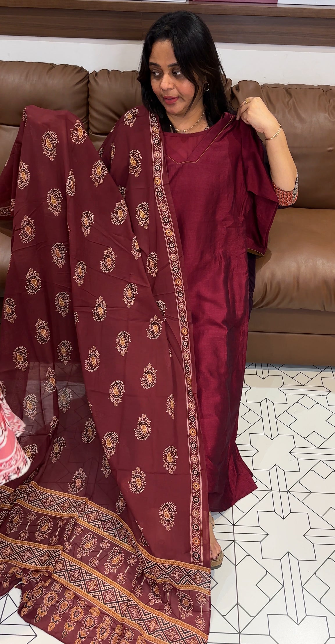 SEMI RAW SILK TOP, BOTTOM AND DUPATTA - IHA 27161
