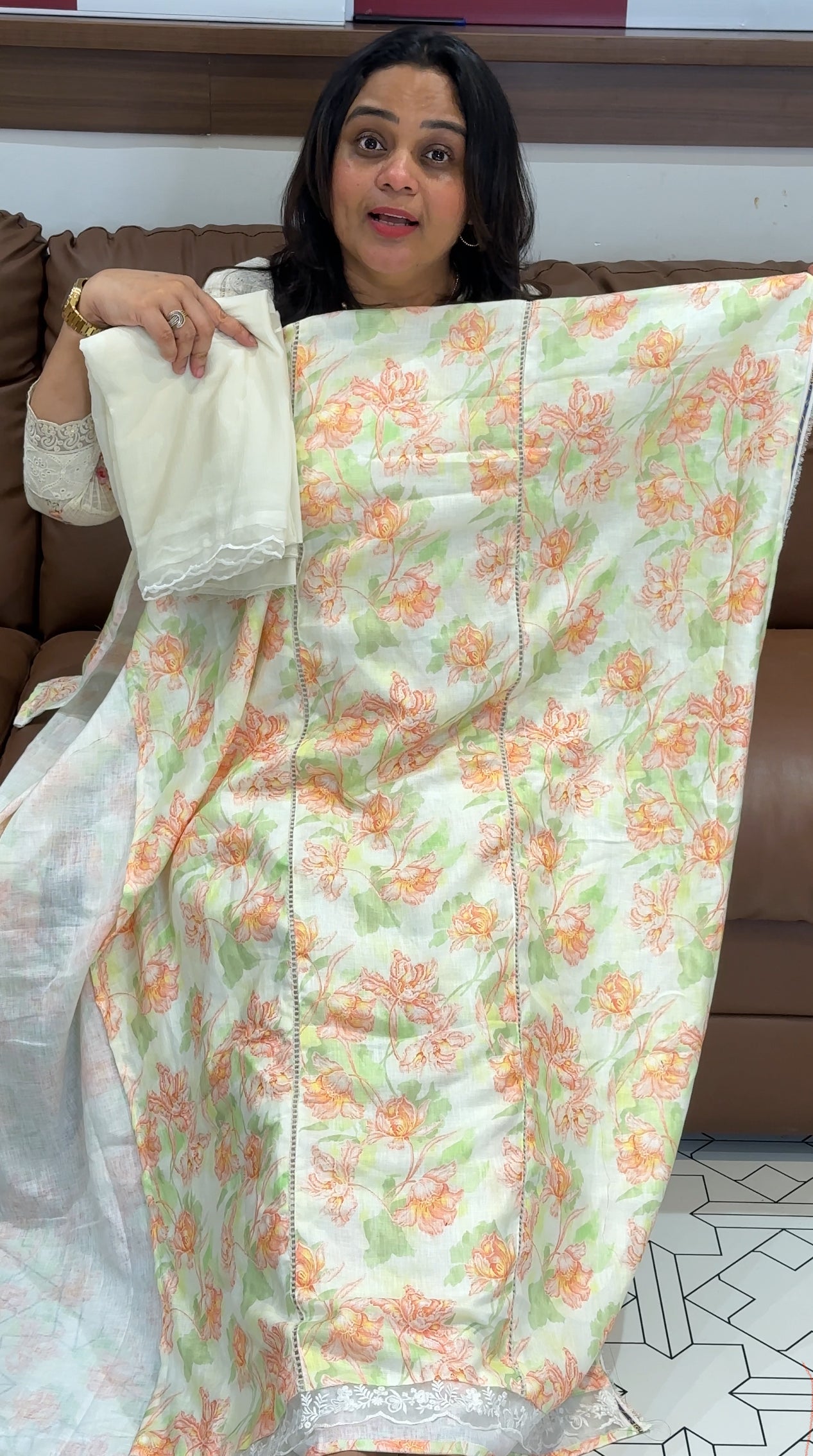 PRINTED LINEN UNSTITCHED SALWAR SUITS - IHA 27787