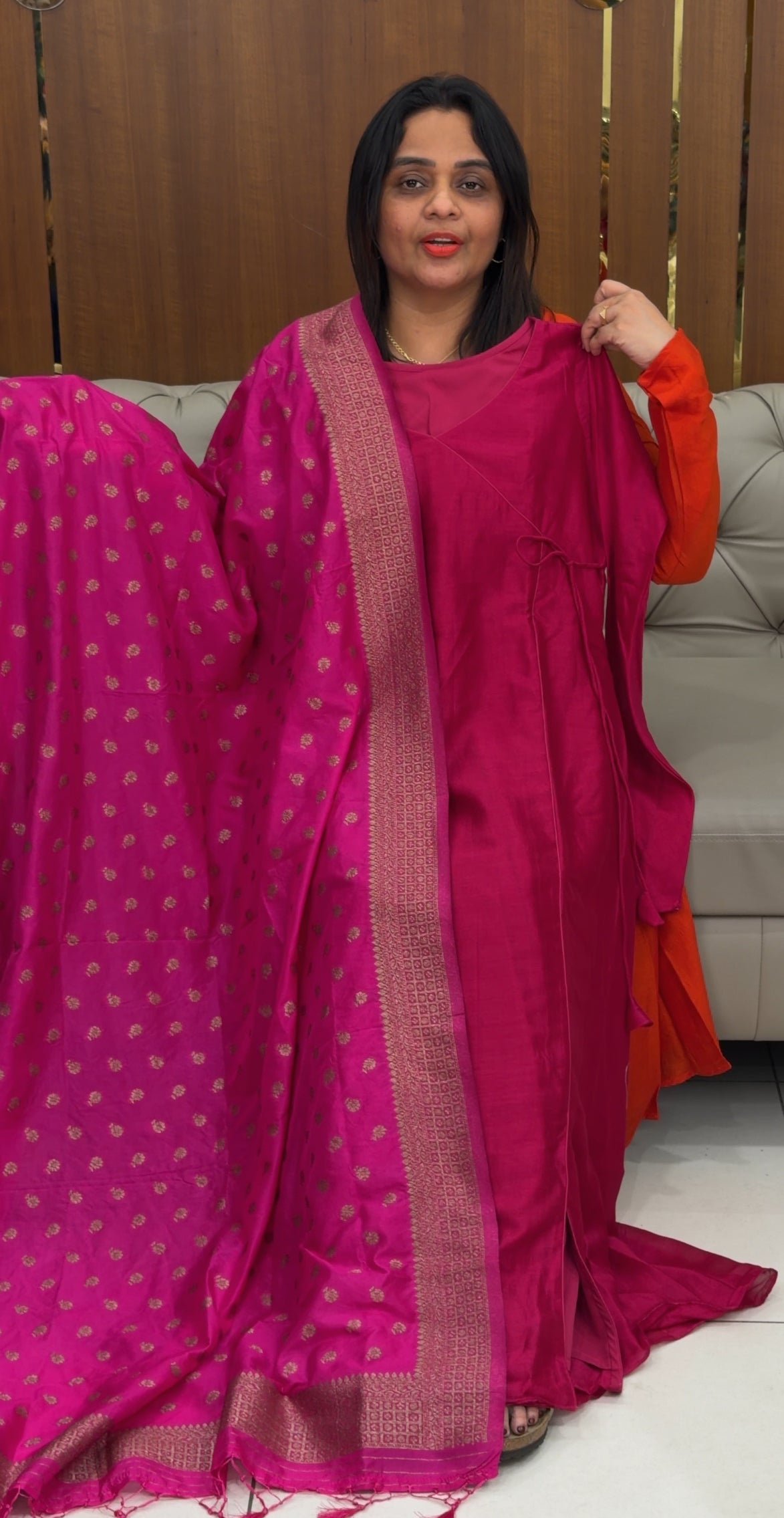 IHA'S IN-HOUSE SEMI RAW SILK ALINE TOP AND DUPATTA - IHA 29785