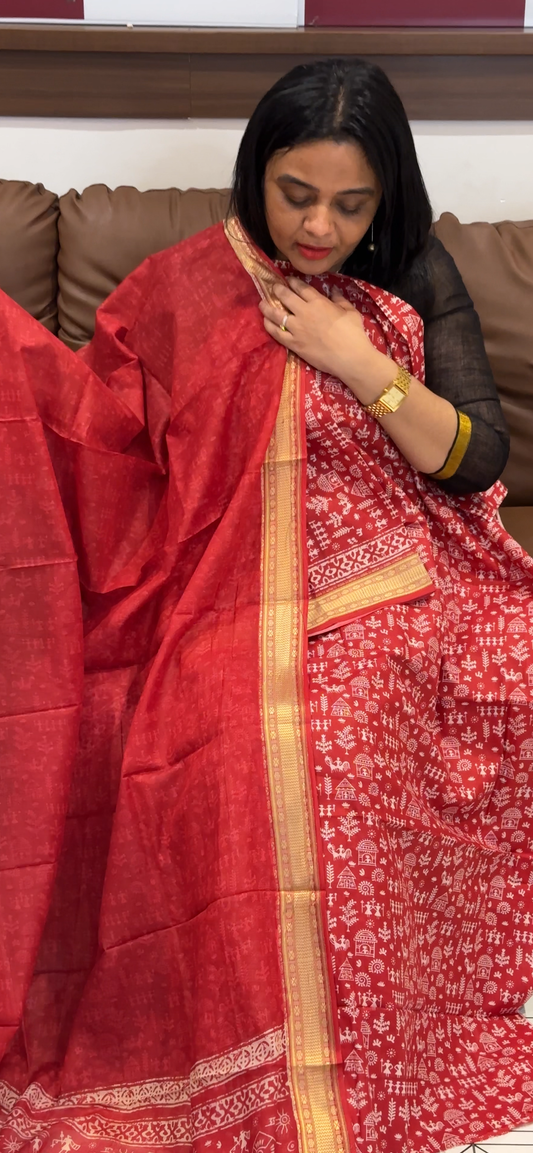 MAHESWARI SILK PRINTED UNSTITCHED SALWAR SUITS - IHA 35486