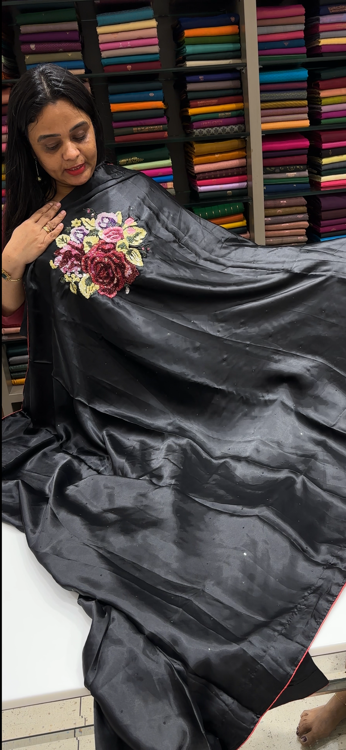 SATIN GEORGETTE SAREES - IHA 35580