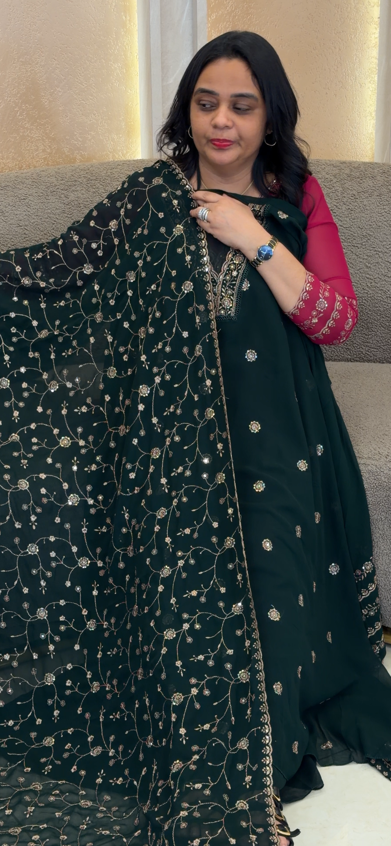 GEORGETTE UNSTITCHED SALWAR SUITS - IHA 35074