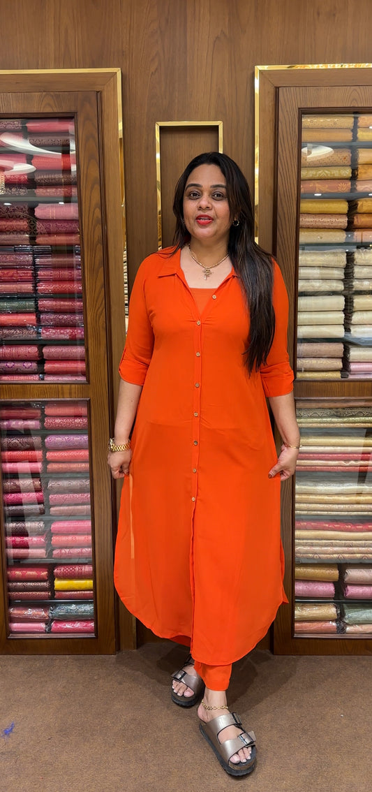 IHA'S IN-HOUSE GEORGETTE LONG CO-ORDS SETS - IHA 22336