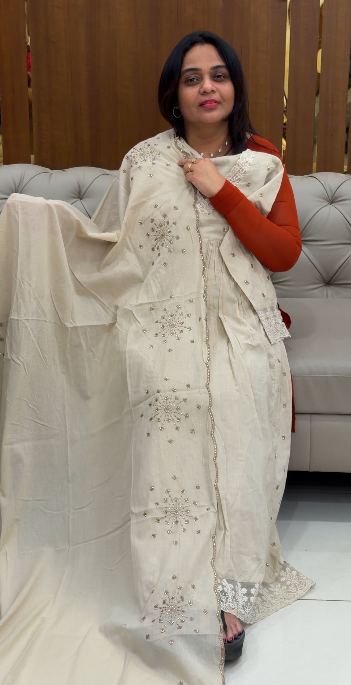 MULCOTTON ALINE TOP,BOTTOM AND DUPATTA - IHA 28706