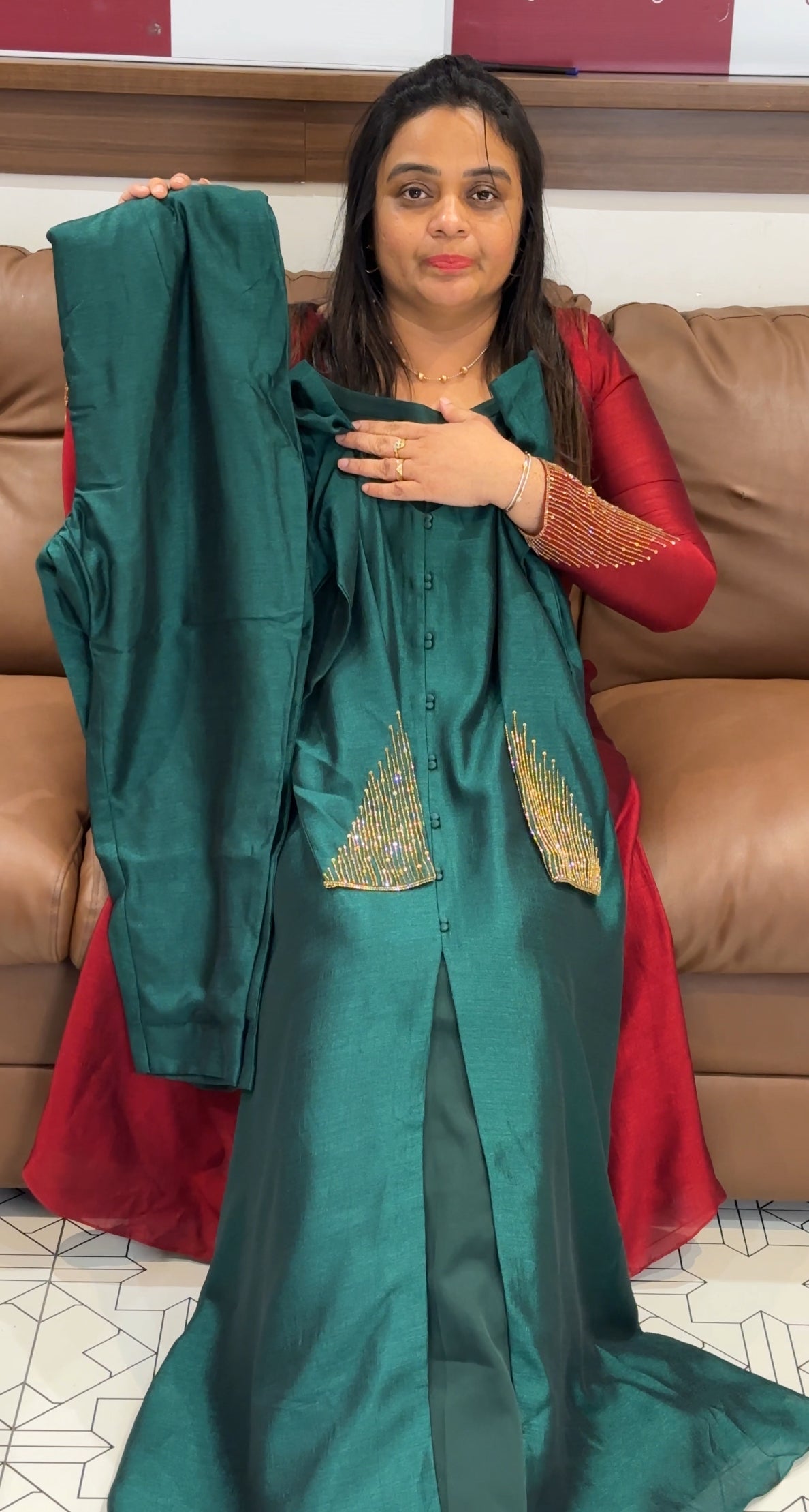 IHA'S IN-HOUSE SEMI RAW SILK TOP AND BOTTOM - IHA 27756