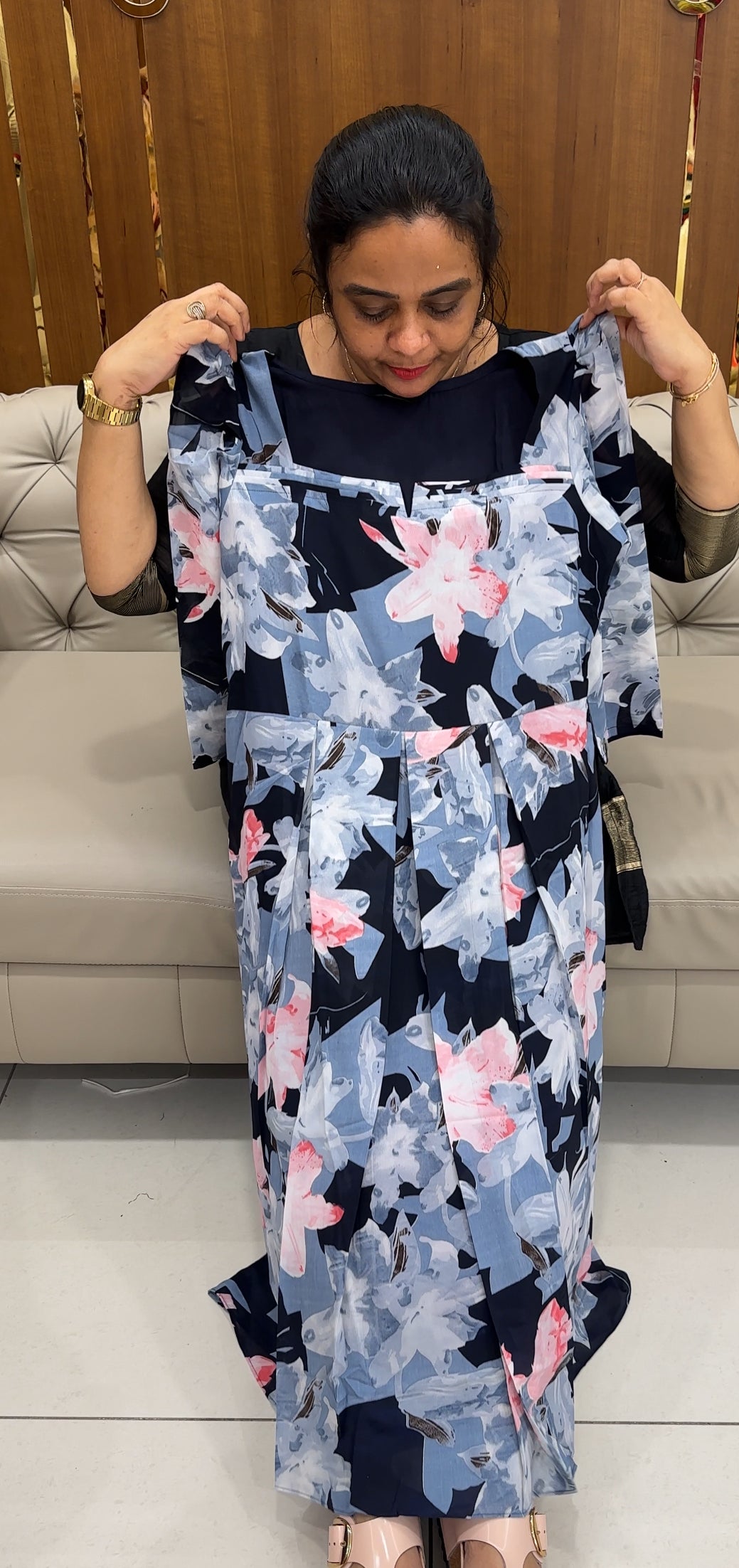 PRINTED GEORGETTE ALINE FROCKS - IHA 26818
