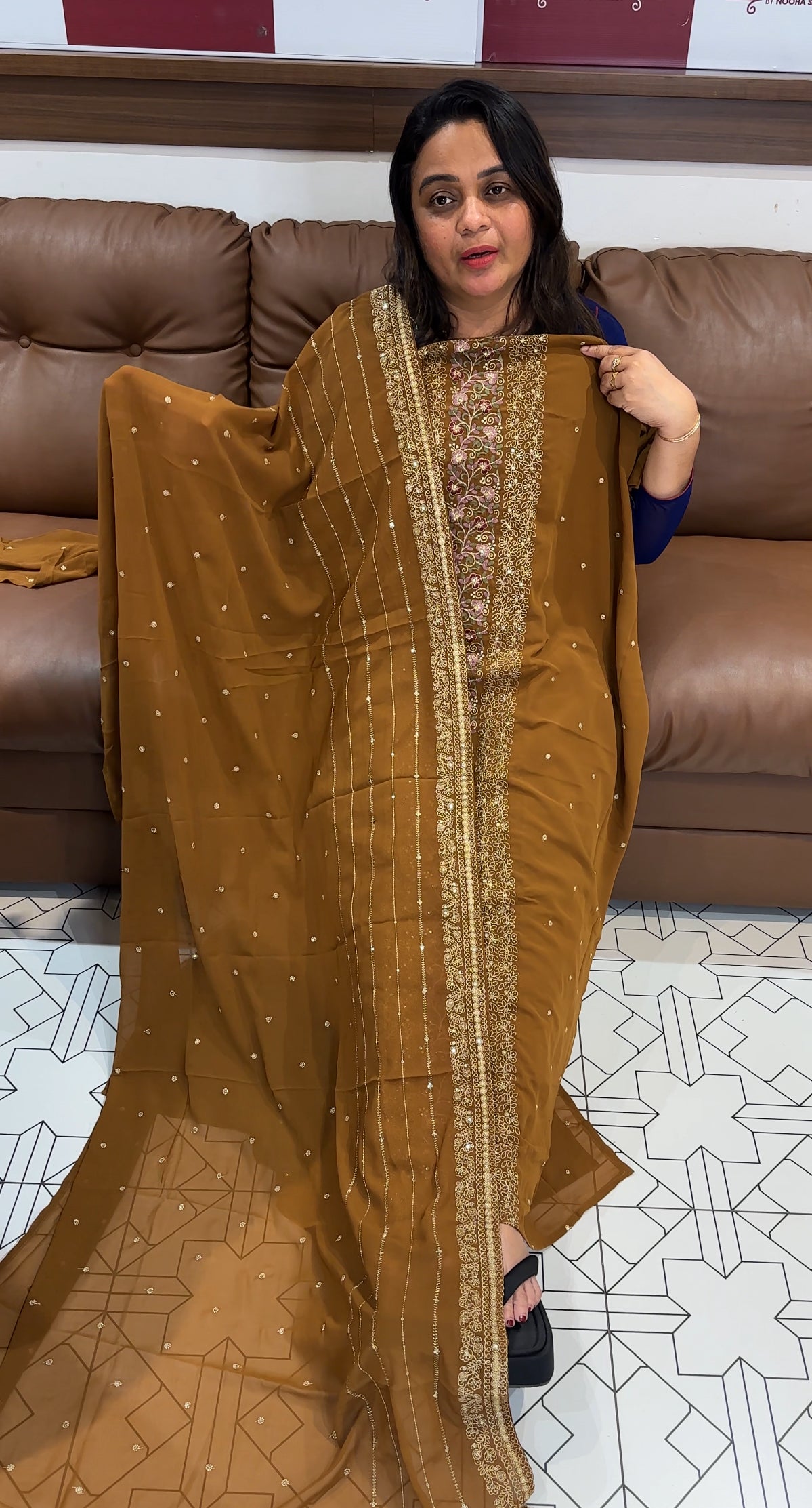 FAUX GEORGETTE UNSTITCHED SALWAR SUIST - IHA 27895