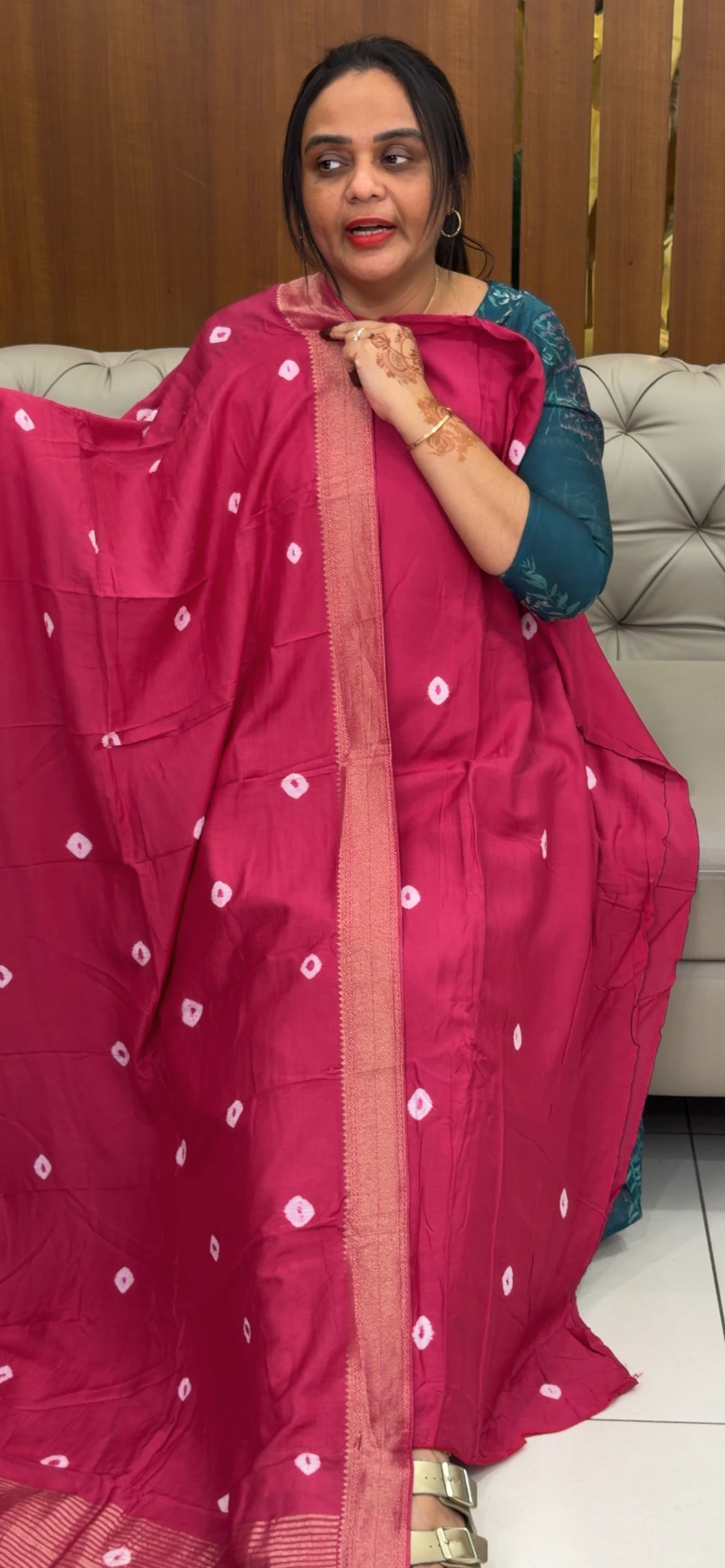 MUL CHANDERI UNSTITCHED SALWAR SUITS - IHA 31401