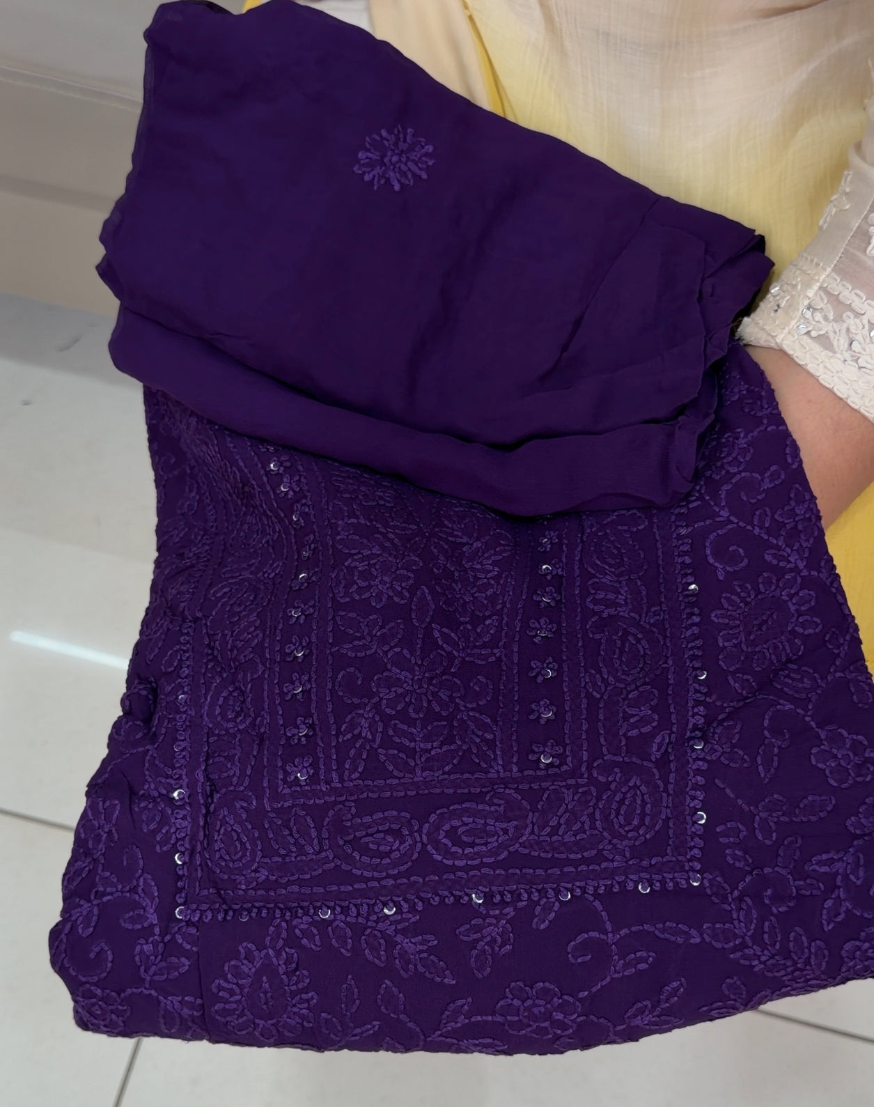 LUCKNOWI CHIKANKARI UNSTITCHED SALWAR SUITS - IHA 29111