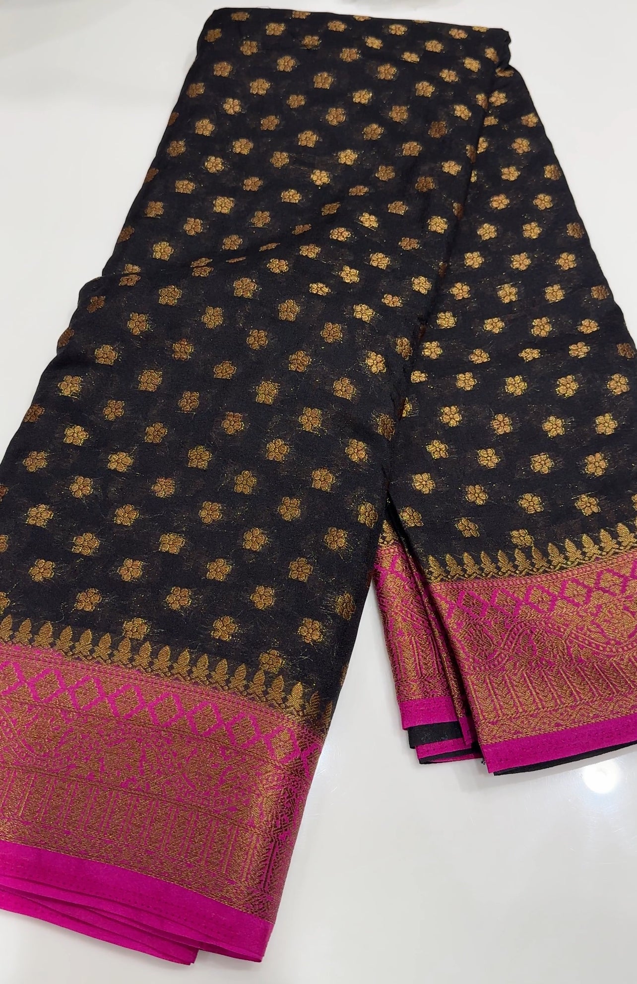 SEMI CRAPE SILK SAREE  - IHA 18183