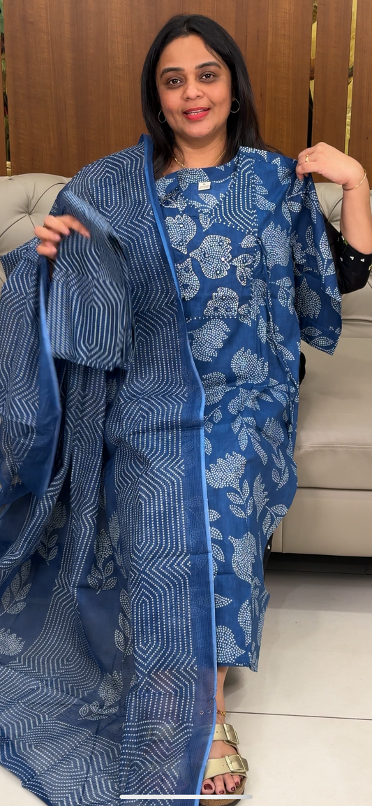 COTTON LONG TOP, BOTTOM AND DUPATTA - IHA 29754