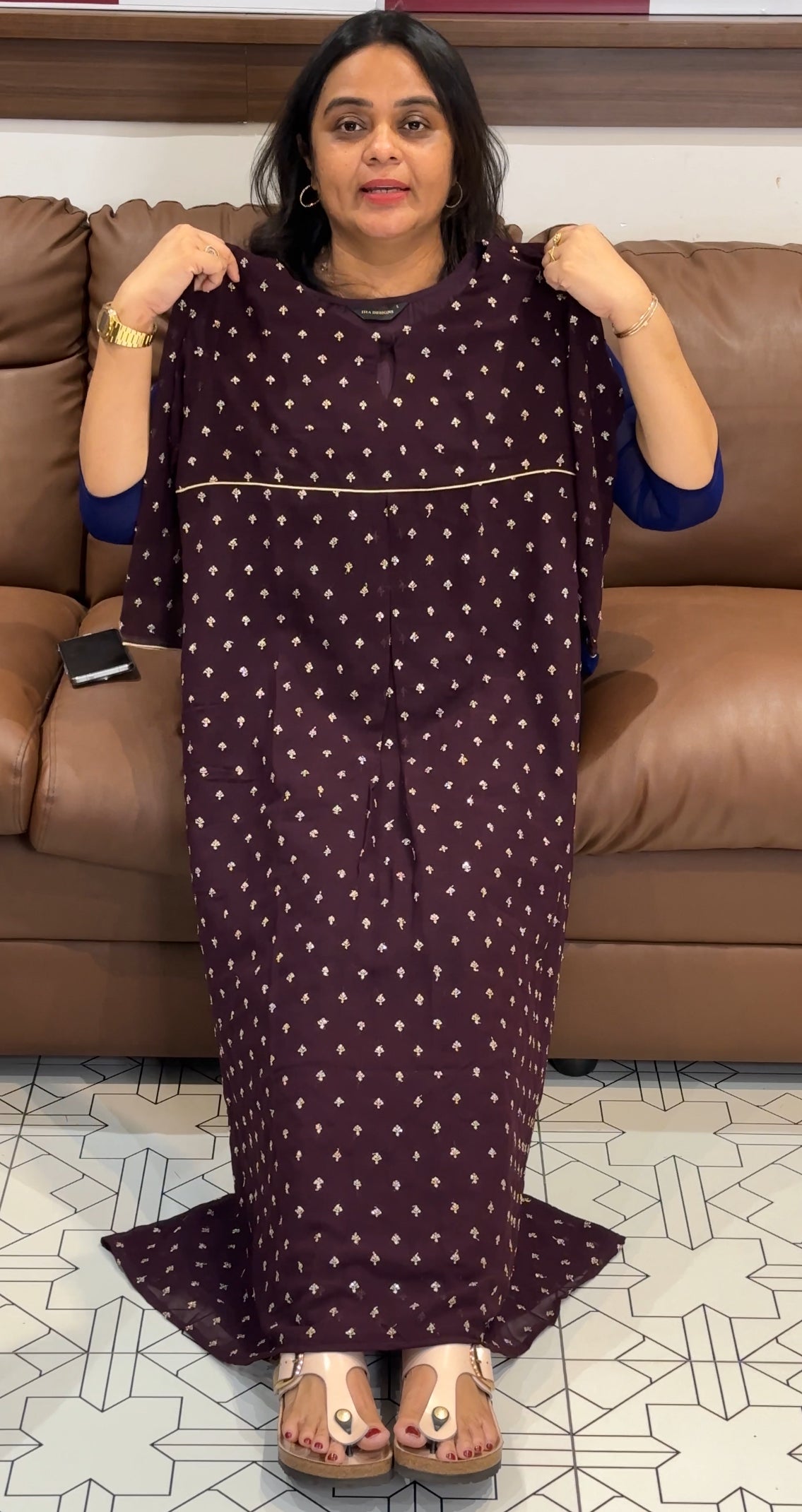 GEORGETTE LONG A-LINE TOPS - IHA 28063