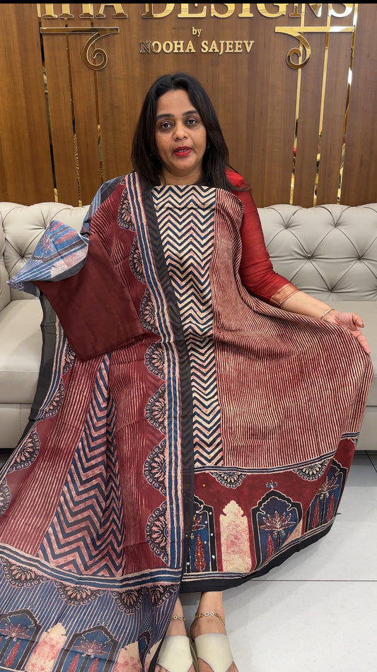 COTTON AJRAKH PRINTED SALWAR SUITS - IHA 25219