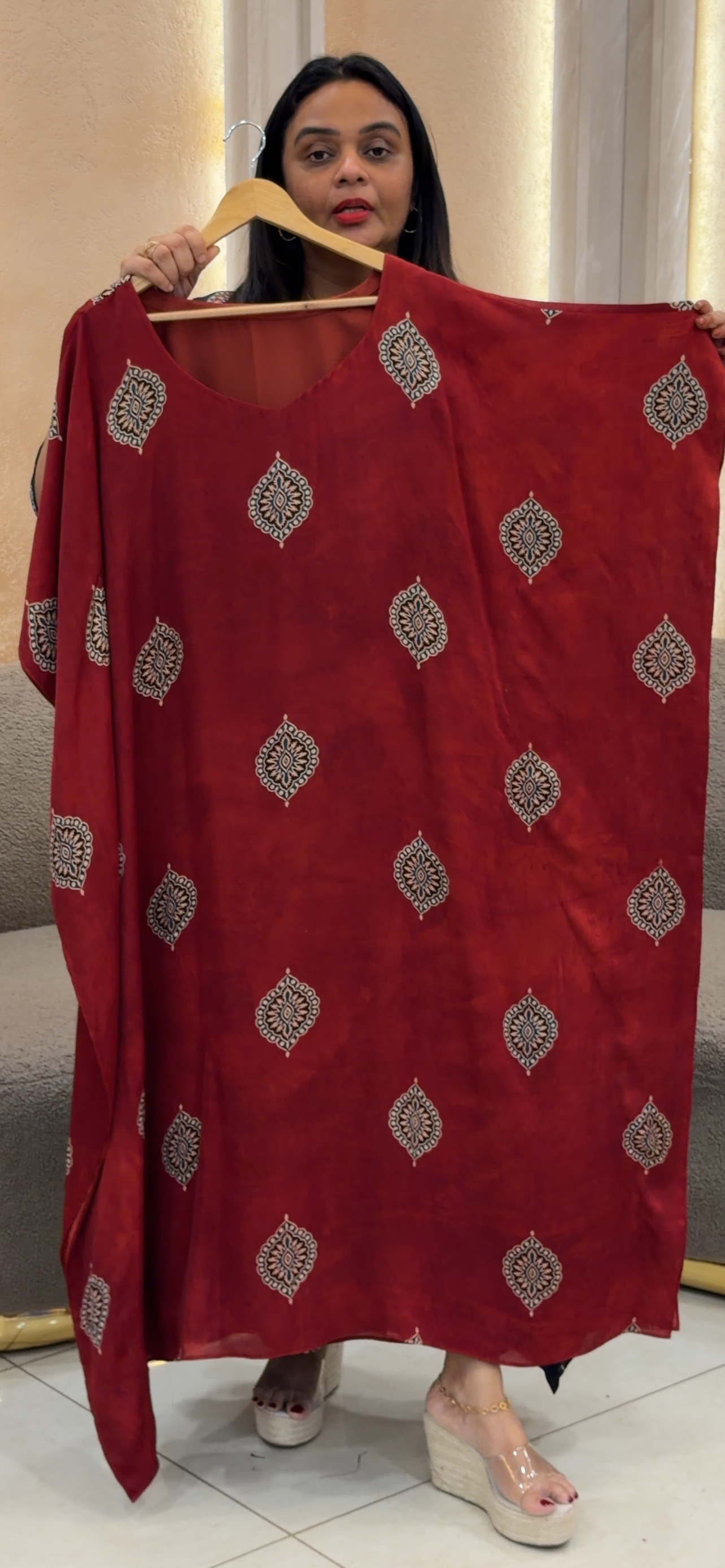 IHA'S IN- HOUSE MODAL SILK KAFTAN - IHA 33085