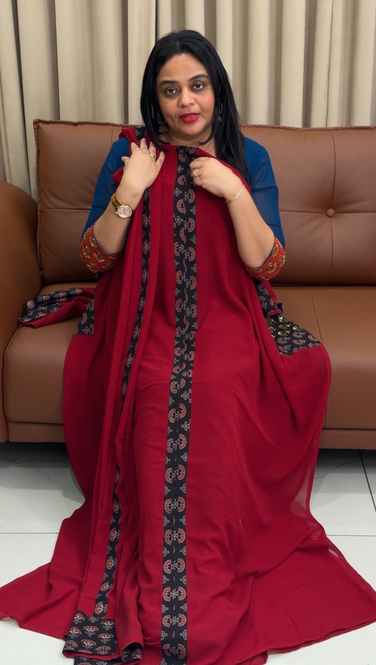 IHA'S IN-HOUSE GEORGETTE TOP,BOTTOM AND DUPATTA  - IHA 33981