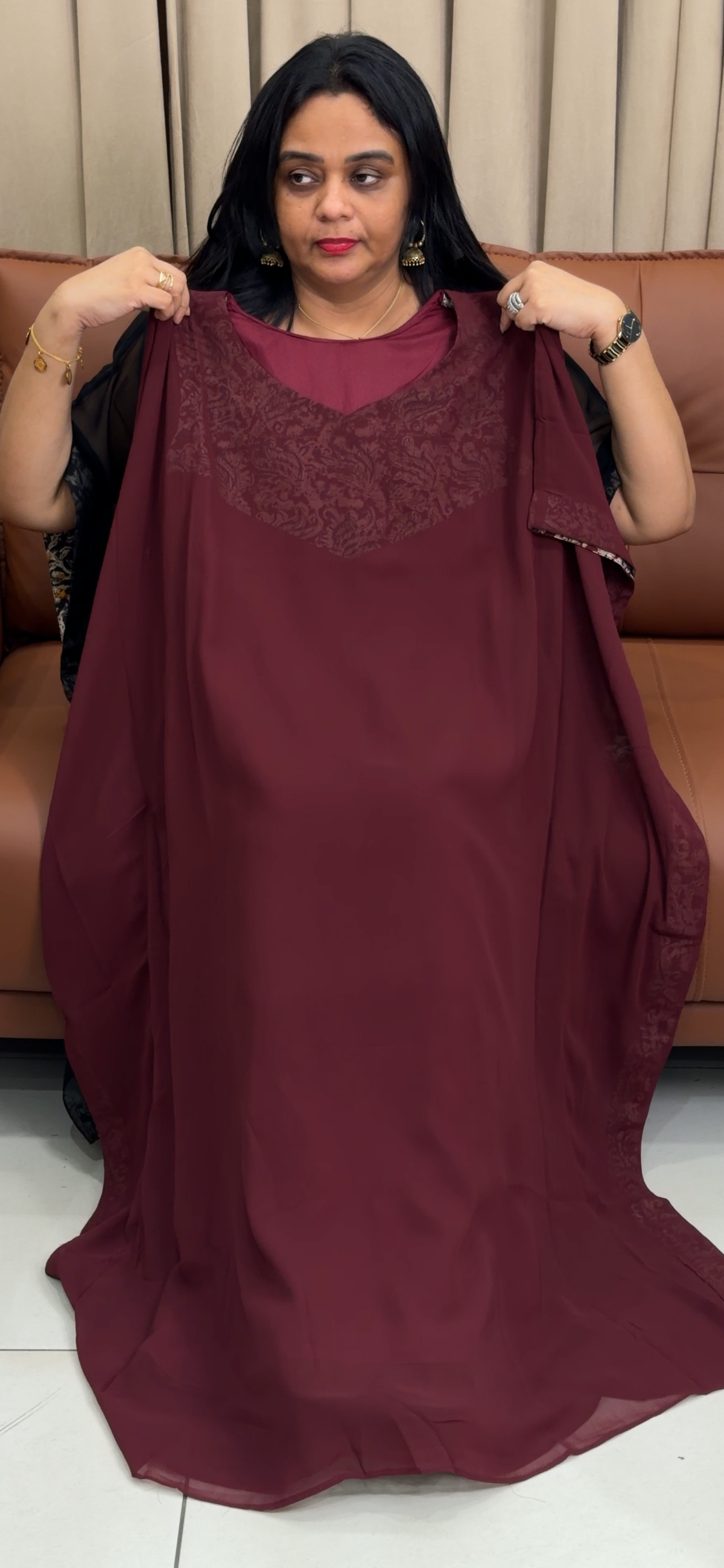 IHA'S IN-HOUSE GEORGETTE KAFTAN TOPS - IHA 35723