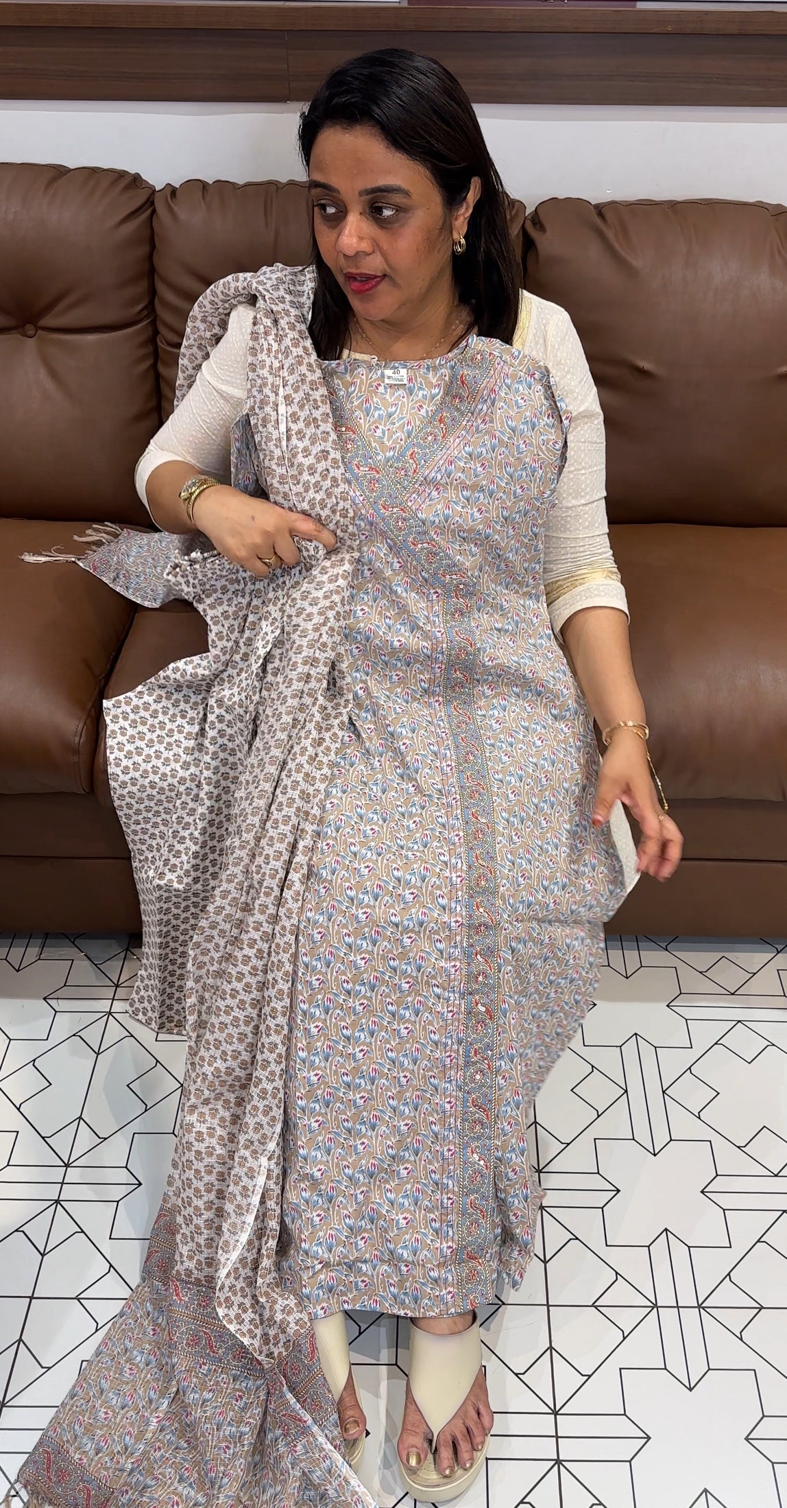 PRINTED LONG TOP, BOTTOM AND DUPATTA - IHA 24705
