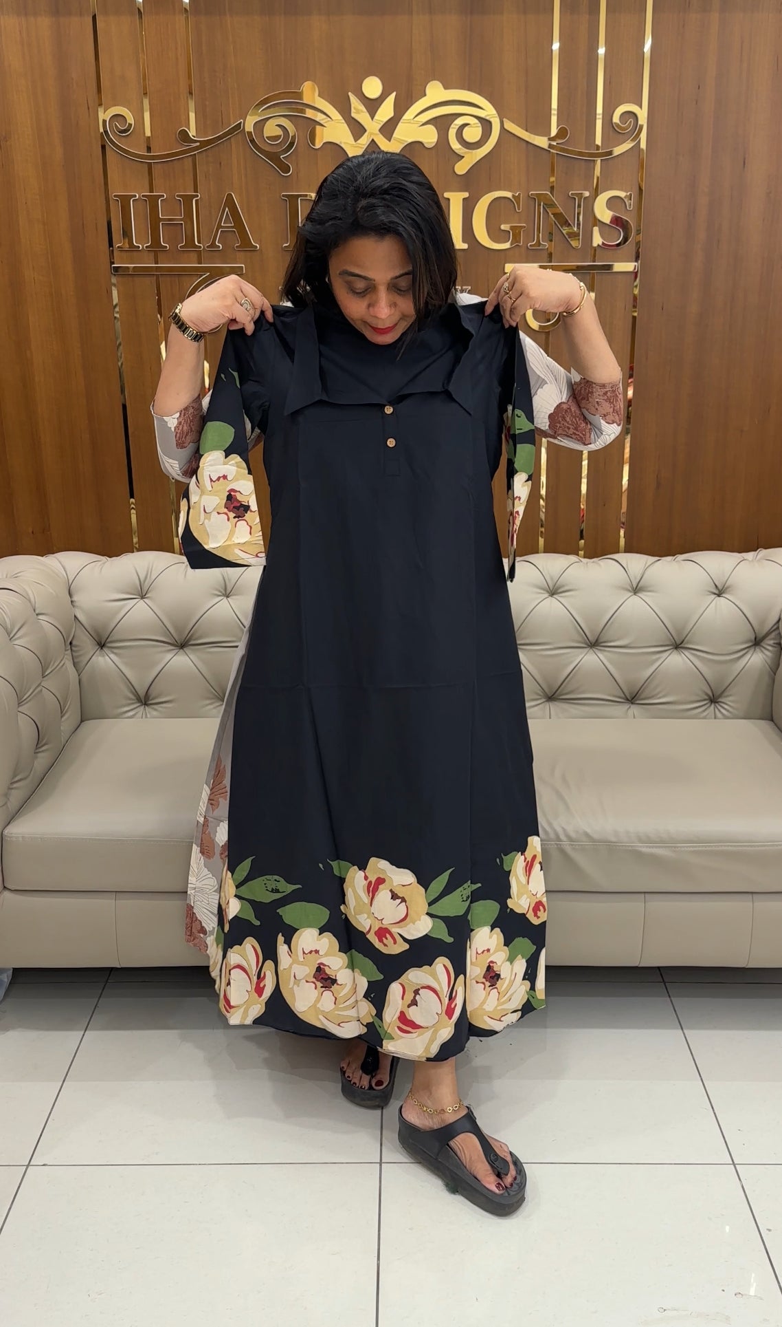 IHA'S IN-HOUSE COTTON LONG A-LINE TOPS -  IHA 25886