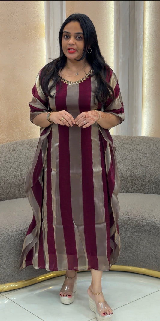 IHA'S IN-HOUSE VELVET ORGANZA KAFTAN TOPS - IHA 32942