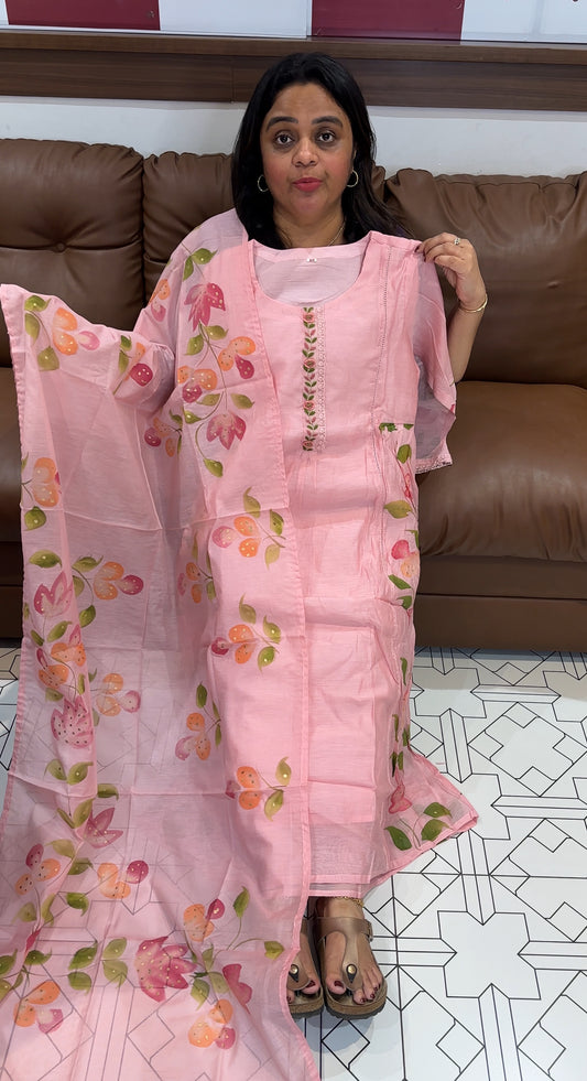 MALAI CHANDERI TOP, BOTTOM AND DUPATTA - IHA 27175