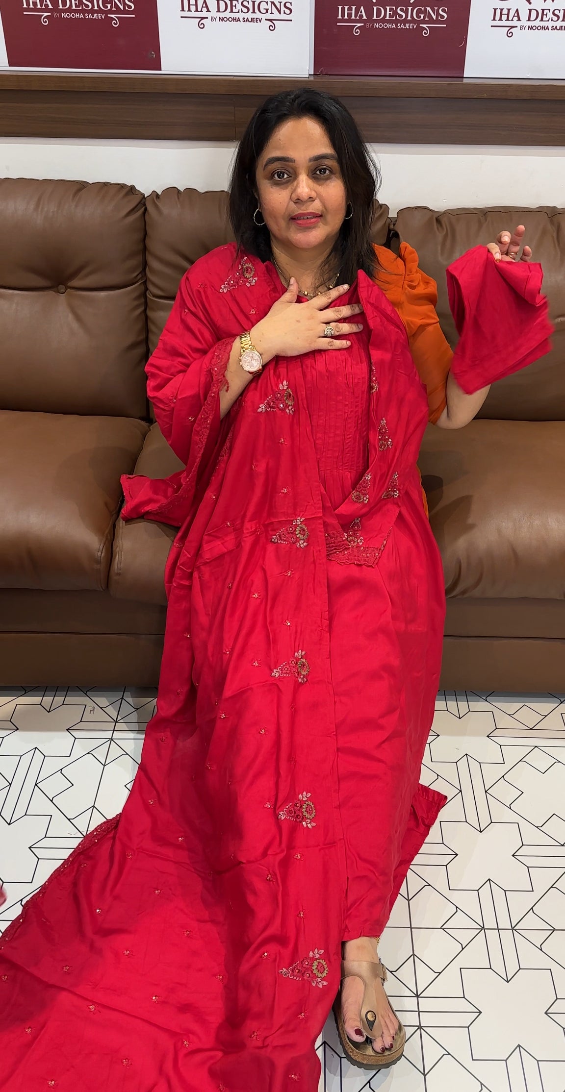 MUSLIN SLIK TOP,BOTTOM AND DUPATTA - IHA 26445