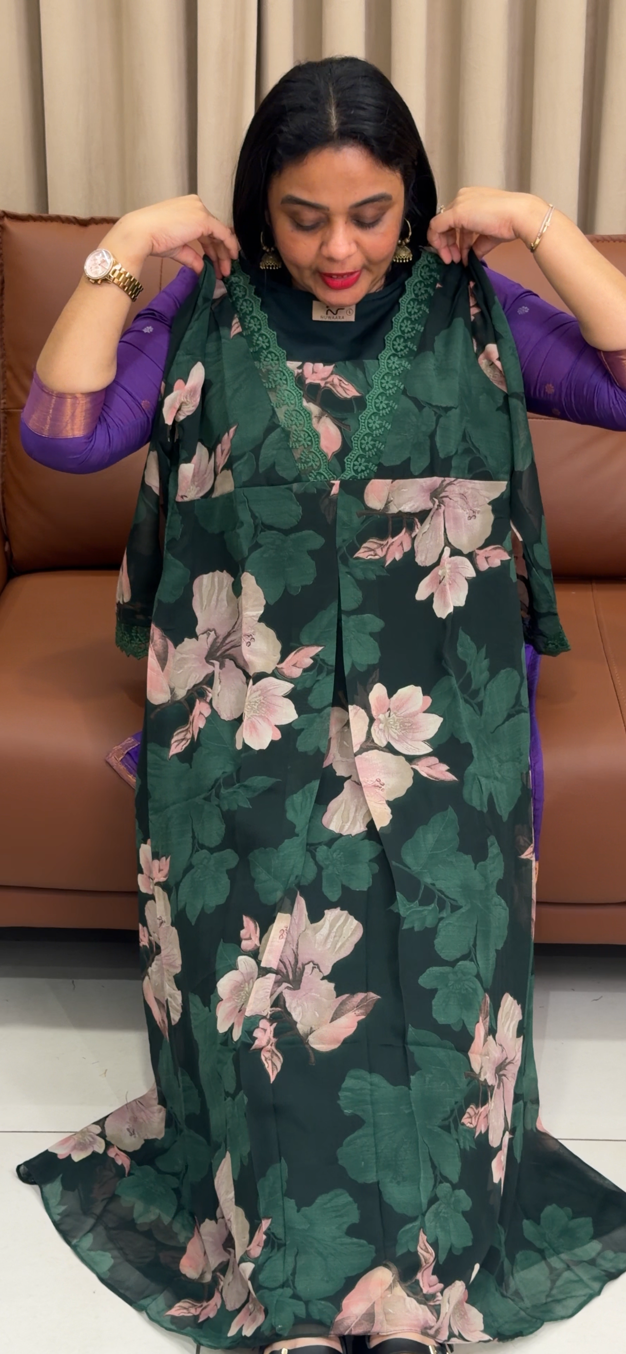 PRINTED LONG ALINE TOPS - IHA 33988