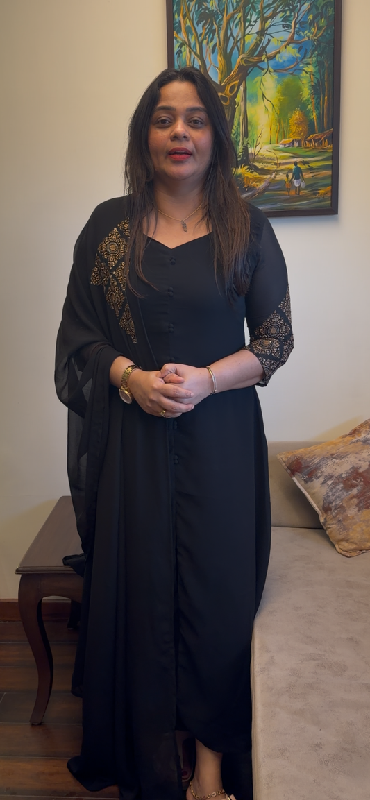 DESIGNER LONG ALINE TOP AND DUPATTA - IHA 29374