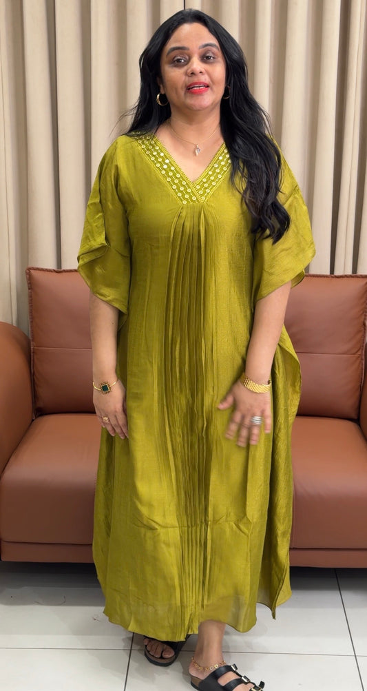 IHA'S IN-HOUSE SEMI RAW SILK KAFTAN TOPS - IHA 35333