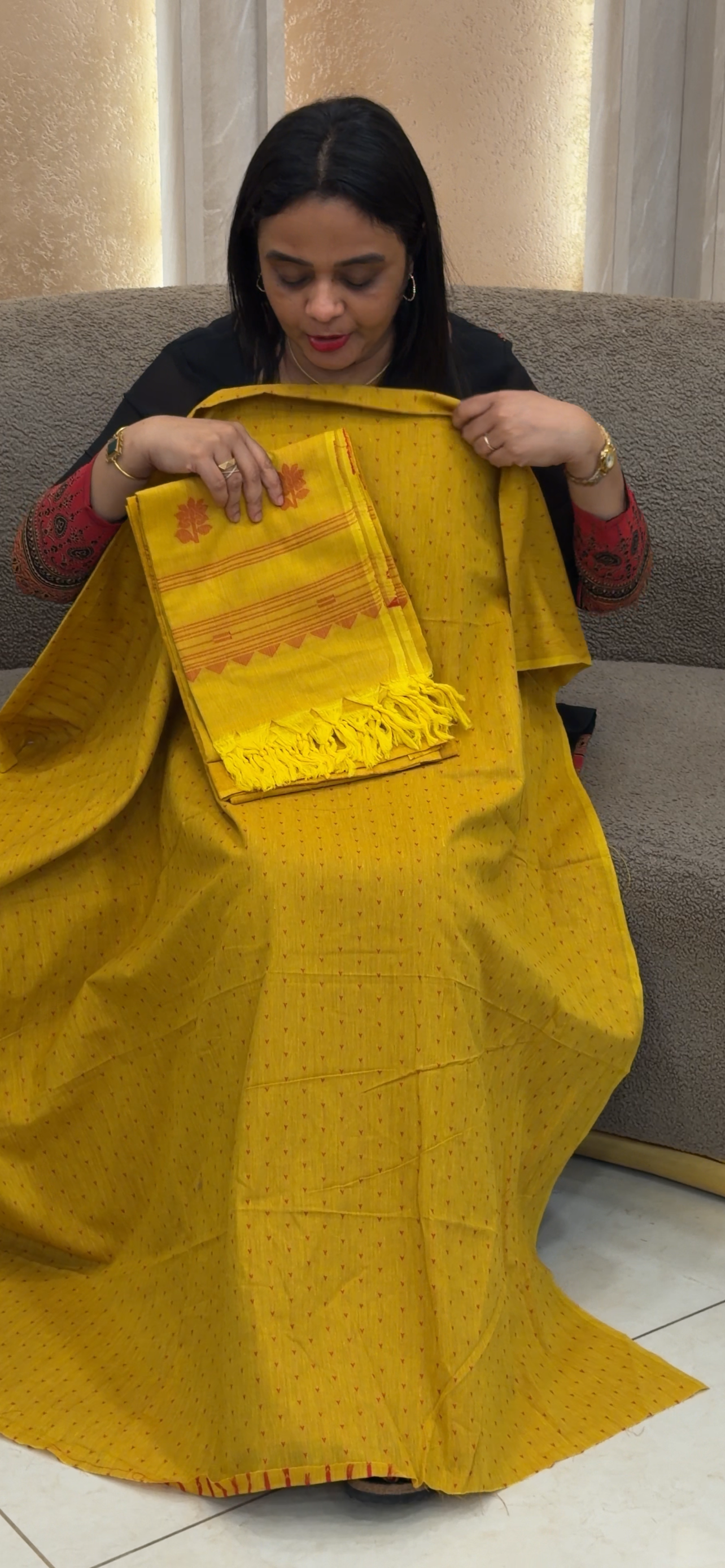 HANDLOOM COTTON UNSTITCHED SALWAR SUITS - IHA 34365