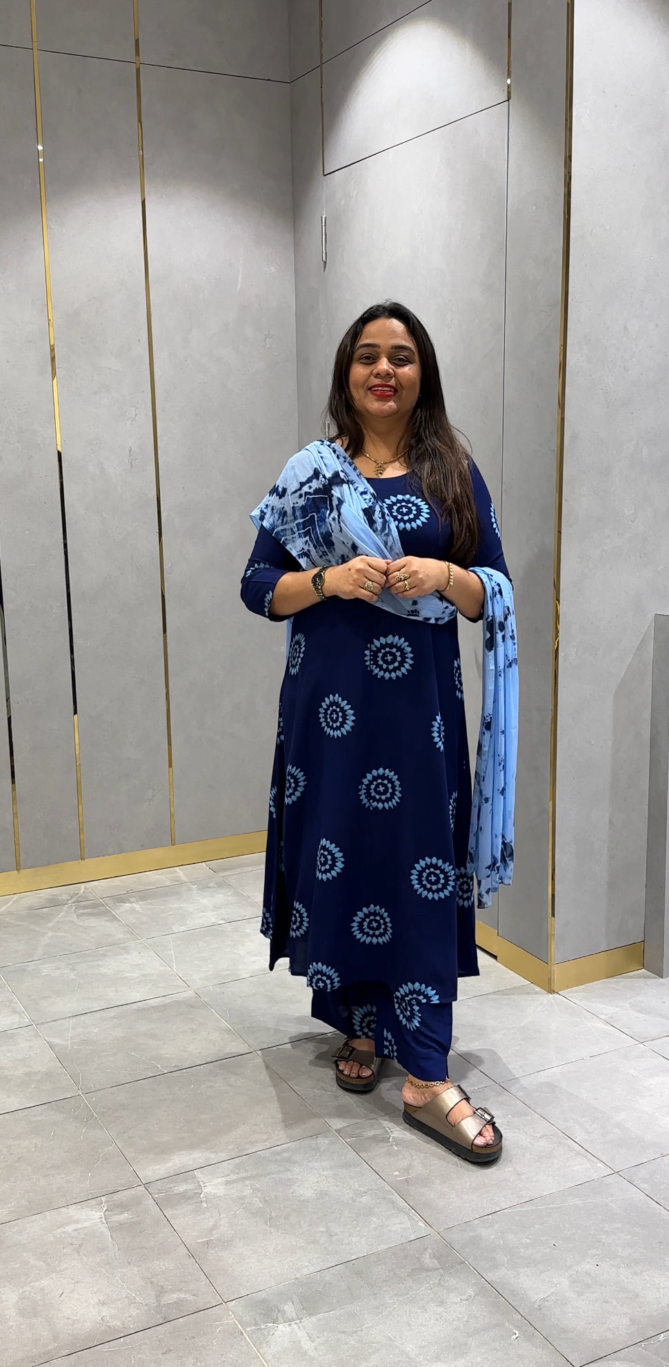 FORWARD BATIK PRINTED RAYON SLITTED TOP,BOTTOM AND DUPATTA - IHA 23235