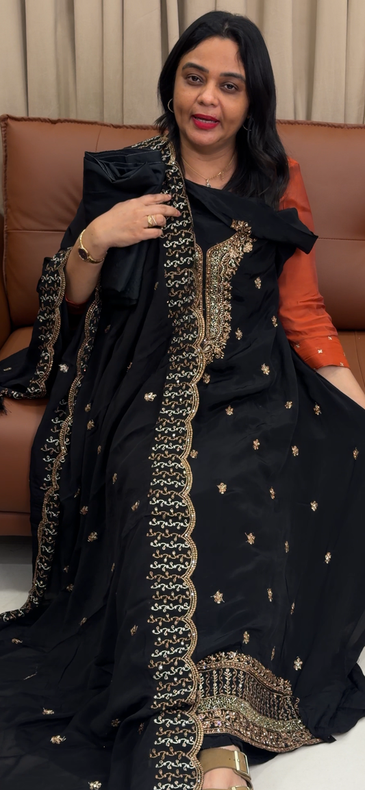 CRAPE UNSTITCHED SALWAR SUITS - IHA 33775