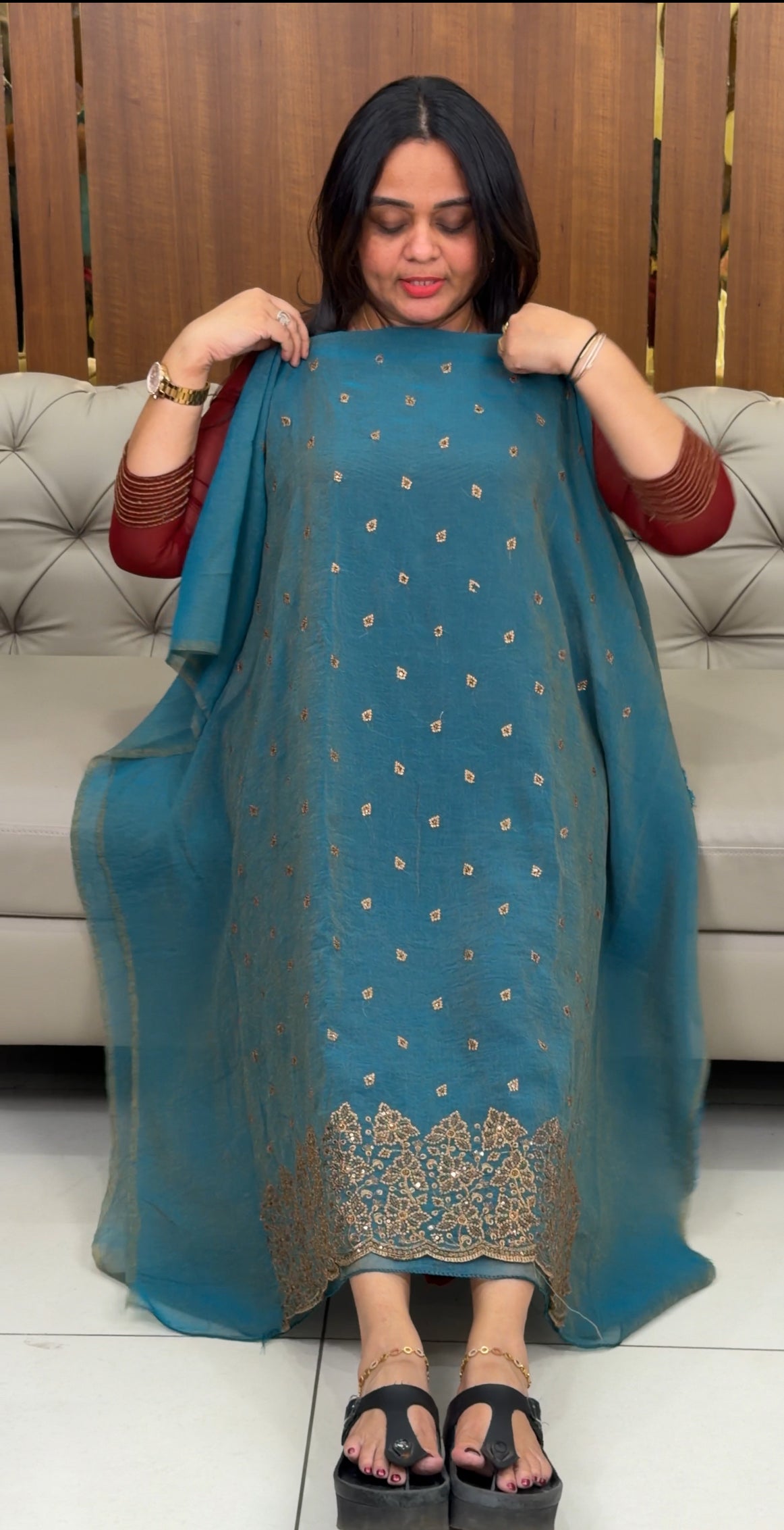 FORWARD CRUSHED TISSUE UNSTITCHED SALWAR SUITS - IHA 28901