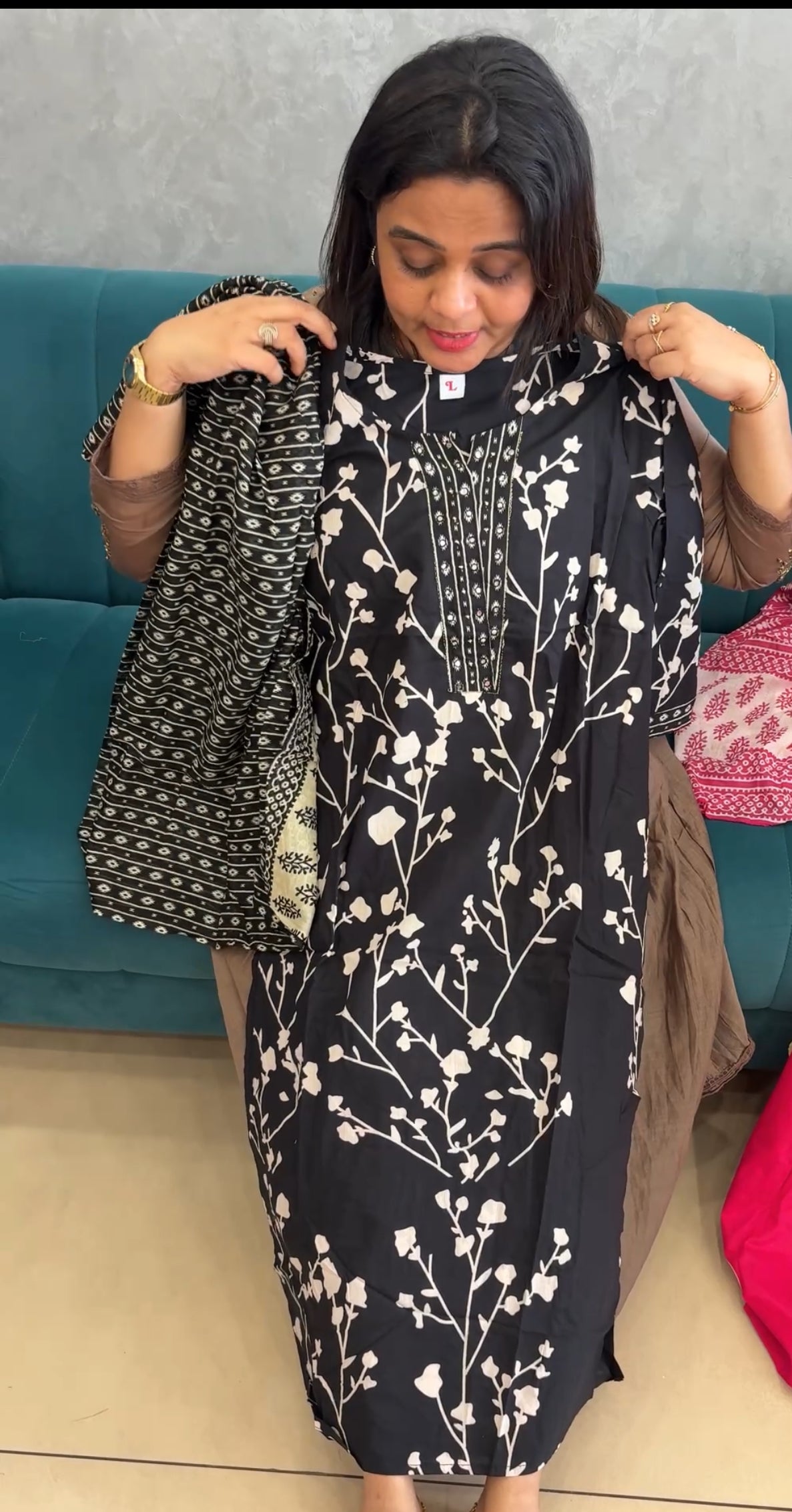 PRINTED COTTON TOP,BOTTOM AND DUPATTA - IHA 26821