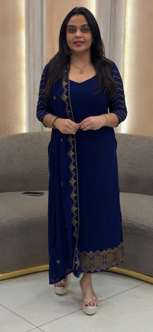FAUX GEORGETTE UNSTITCHED SALWRA SUITS - IHA 33165