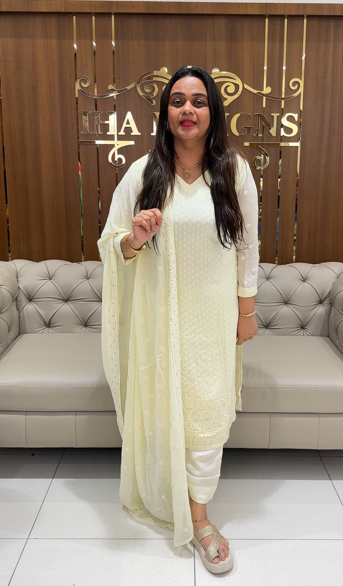 VISCOSE GEORGETTE TOP, BOTTOM AND DUPATTA - IHA 23165