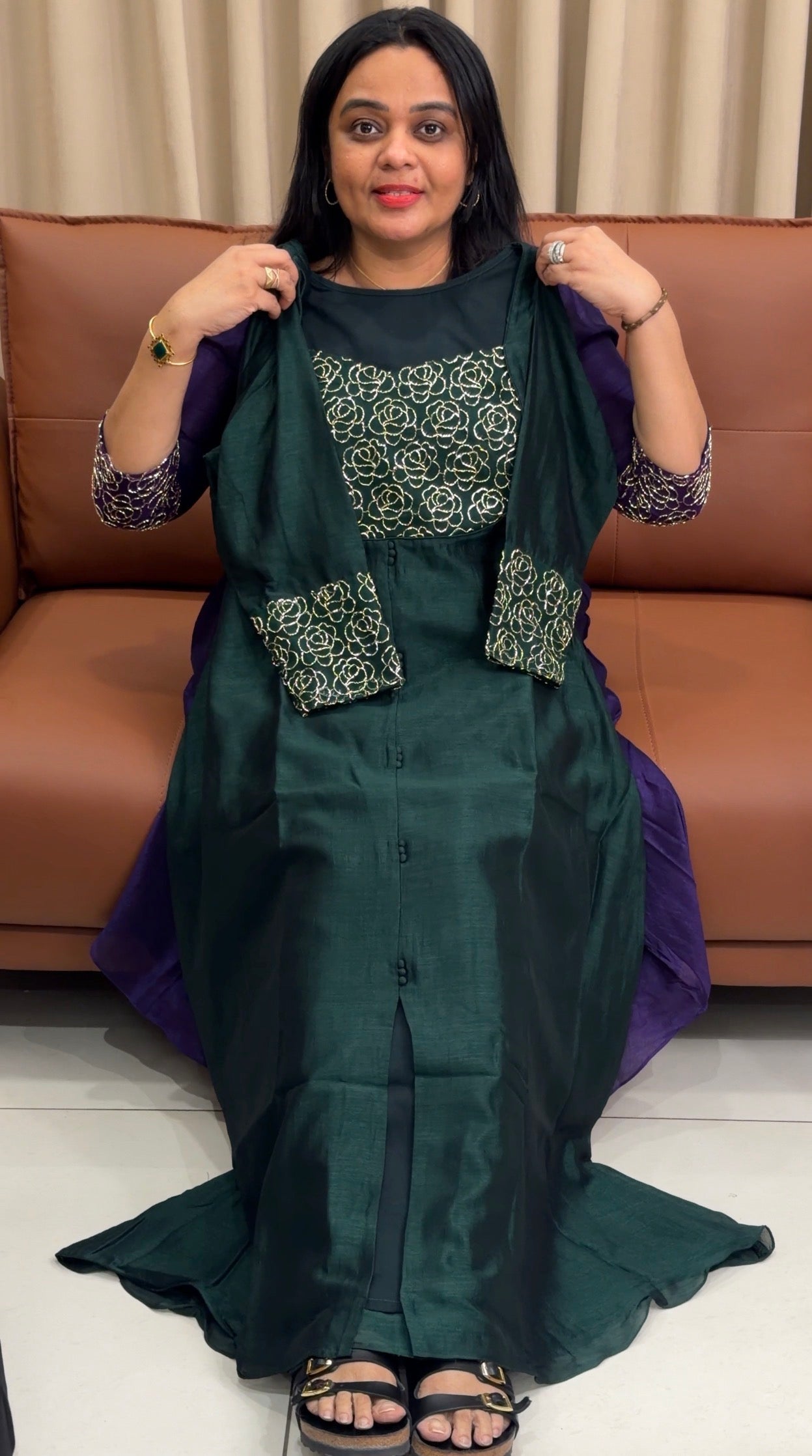 IHA'S IN-HOUSE SEMI RAW SILK ALINE TOPS  - IHA 35216
