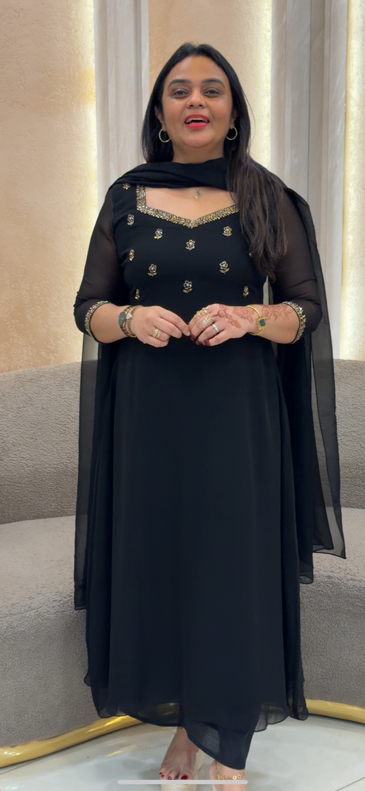 IHA'S IN-HOUSE ALINE TOP , BOTTOM AND DUPATTA  -  IHA 32976